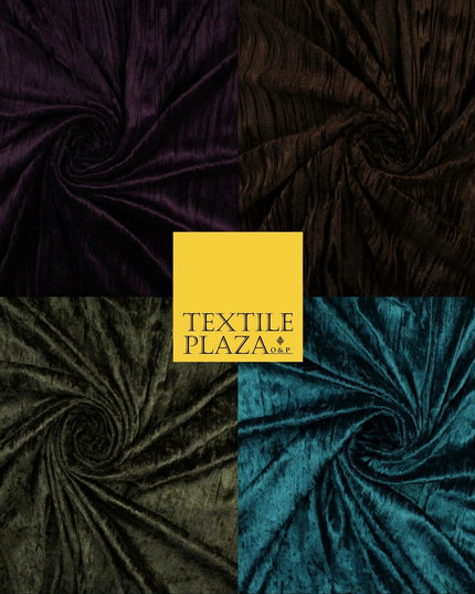 4 COLOURS- Crushed Lines Velvet Velour Fabric Material Backdrop Curtains Stretch