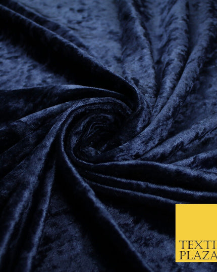 NAVY BLUE Crushed Velvet Fabric Material Backdrop Cushions Curtains Stretch 9998