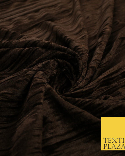4 COLOURS- Crushed Lines Velvet Velour Fabric Material Backdrop Curtains Stretch