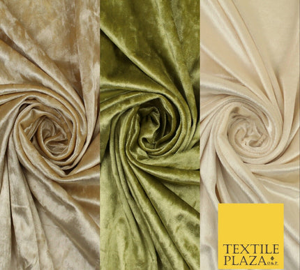 GOLD CREAM OLIVE Plain Soft Velvet Velour Fabric Stretch Dress Material 58" WIDE