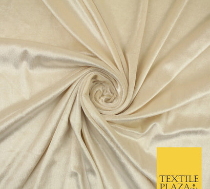 GOLD CREAM OLIVE Plain Soft Velvet Velour Fabric Stretch Dress Material 58" WIDE
