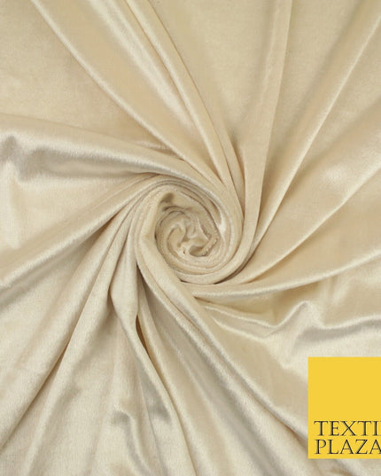 GOLD CREAM OLIVE Plain Soft Velvet Velour Fabric Stretch Dress Material 58" WIDE