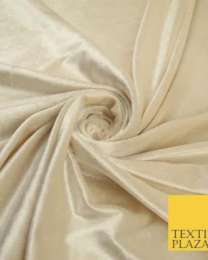 GOLD CREAM OLIVE Plain Soft Velvet Velour Fabric Stretch Dress Material 58" WIDE