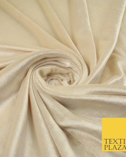 GOLD CREAM OLIVE Plain Soft Velvet Velour Fabric Stretch Dress Material 58" WIDE