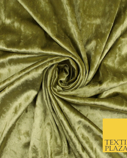 GOLD CREAM OLIVE Plain Soft Velvet Velour Fabric Stretch Dress Material 58" WIDE