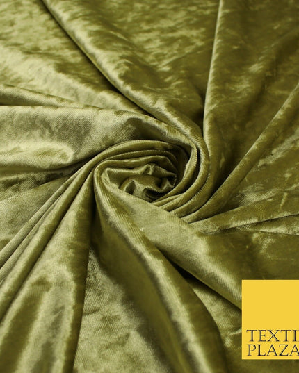 GOLD CREAM OLIVE Plain Soft Velvet Velour Fabric Stretch Dress Material 58" WIDE