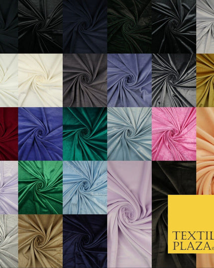 26 COLOURS - MIX VARIETY Plain Velvet Velour Fabric Stretch Dress Craft 54"-81"