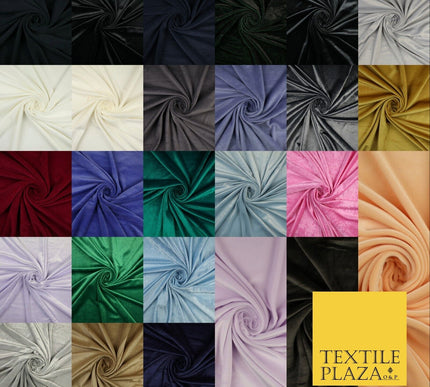 26 COLOURS - MIX VARIETY Plain Velvet Velour Fabric Stretch Dress Craft 54"-81"