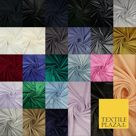 26 COLOURS - MIX VARIETY Plain Velvet Velour Fabric Stretch Dress Craft 54"-81"
