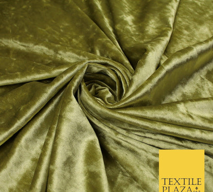 GOLD CREAM OLIVE Plain Soft Velvet Velour Fabric Stretch Dress Material 58" WIDE