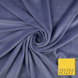 26 COLOURS - MIX VARIETY Plain Velvet Velour Fabric Stretch Dress Craft 54"-81"