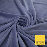 26 COLOURS - MIX VARIETY Plain Velvet Velour Fabric Stretch Dress Craft 54"-81"
