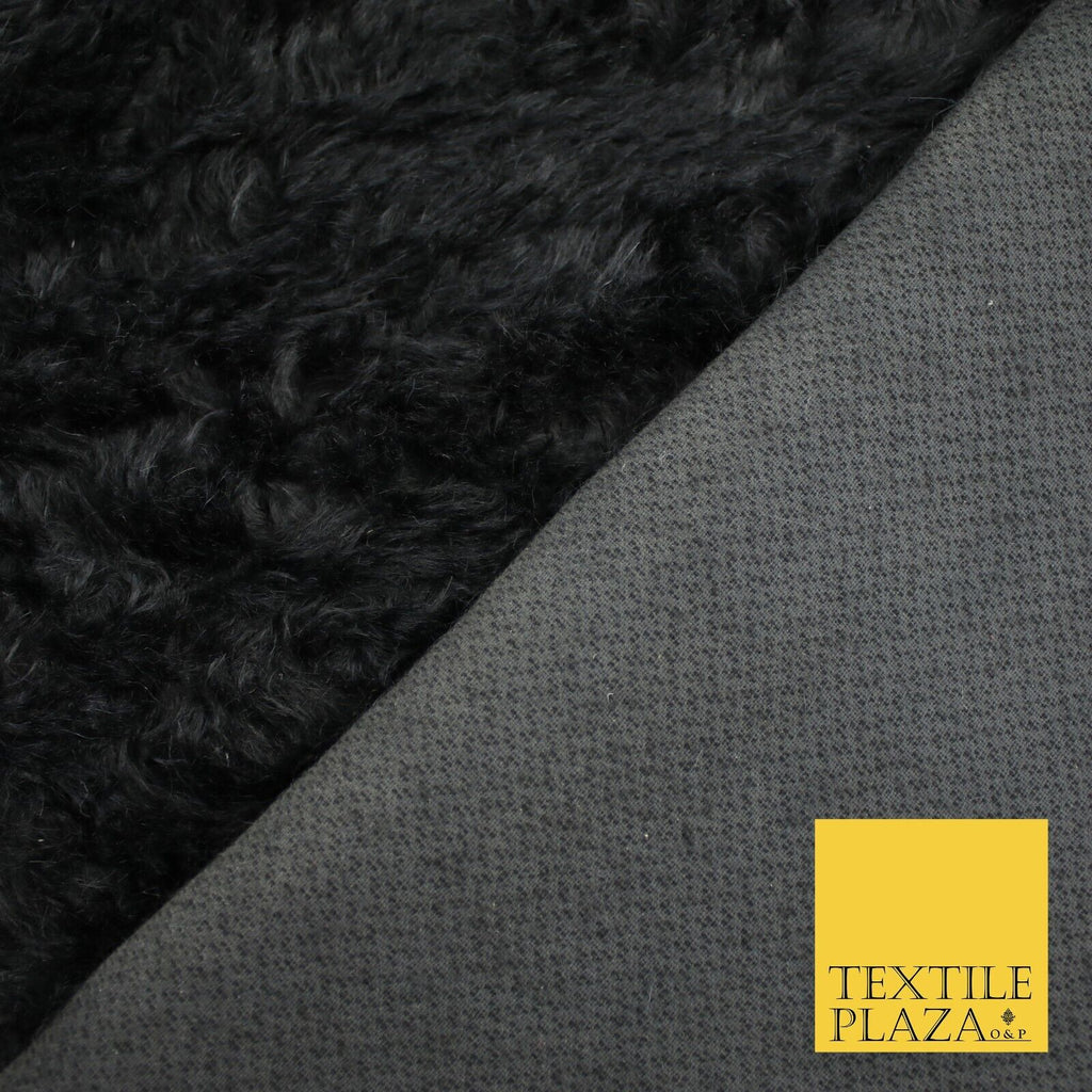 BLACK Premium Plain Soft Plush Faux Imitation Fur Fabric 59" Wide 9904