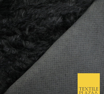 BLACK Premium Plain Soft Plush Faux Imitation Fur Fabric 59" Wide 9904