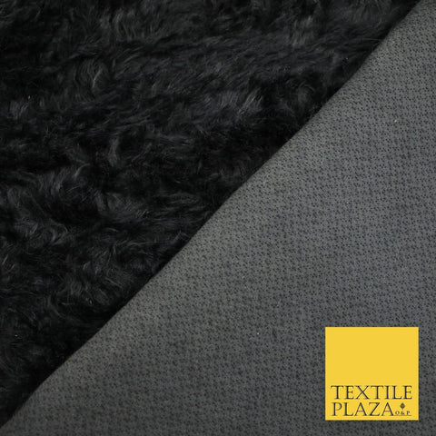 BLACK Premium Plain Soft Plush Faux Imitation Fur Fabric 59" Wide 9904
