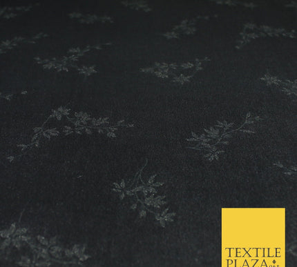 DARK GREY Soft Floral Self Printed Velvet Velour Dress Fabric Stretch 9950