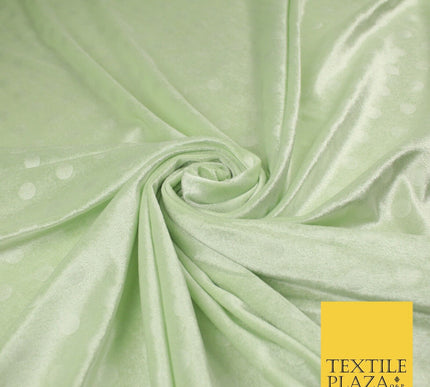 MINT / CREAM 1.5cm Spotted Polka Dot Velvet Velour Fabric Stretch Dress Material