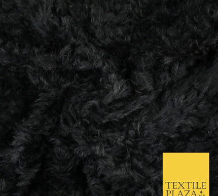 BLACK Premium Plain Soft Plush Faux Imitation Fur Fabric 59" Wide 9904