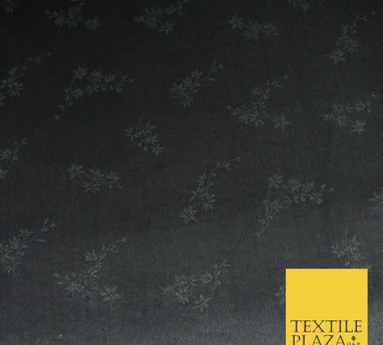 DARK GREY Soft Floral Self Printed Velvet Velour Dress Fabric Stretch 9950