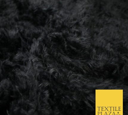 BLACK Premium Plain Soft Plush Faux Imitation Fur Fabric 59" Wide 9904