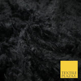 BLACK Premium Plain Soft Plush Faux Imitation Fur Fabric 59" Wide 9904