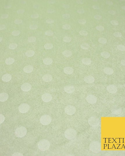 MINT / CREAM 1.5cm Spotted Polka Dot Velvet Velour Fabric Stretch Dress Material