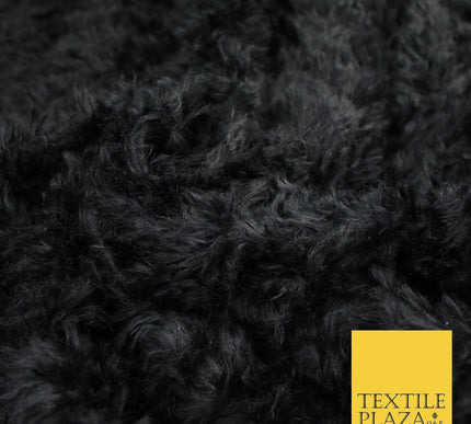 BLACK Premium Plain Soft Plush Faux Imitation Fur Fabric 59" Wide 9904