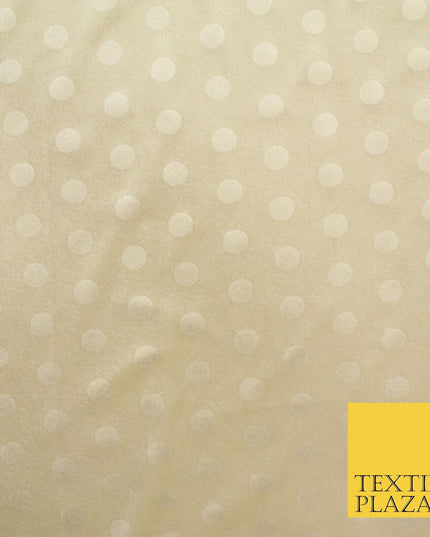 MINT / CREAM 1.5cm Spotted Polka Dot Velvet Velour Fabric Stretch Dress Material