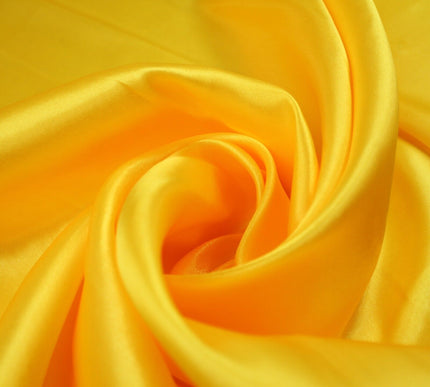 BRIGHT YELLOW Plain Smooth Shiny Lightweight Poly Satin Fabric Dress Lining 9449