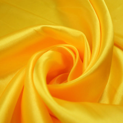 BRIGHT YELLOW Plain Smooth Shiny Lightweight Poly Satin Fabric Dress Lining 9449