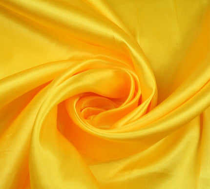 BRIGHT YELLOW Plain Smooth Shiny Lightweight Poly Satin Fabric Dress Lining 9449