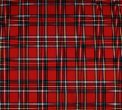 RED TARTAN CHECK Royal Stewart Polyester Viscose Fabric 58" Craft Dress 9833