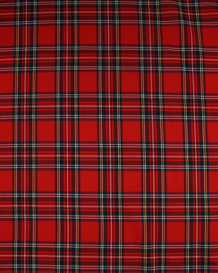 RED TARTAN CHECK Royal Stewart Polyester Viscose Fabric 58" Craft Dress 9833
