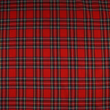 RED TARTAN CHECK Royal Stewart Polyester Viscose Fabric 58" Craft Dress 9833
