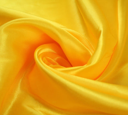 BRIGHT YELLOW Plain Smooth Shiny Lightweight Poly Satin Fabric Dress Lining 9449