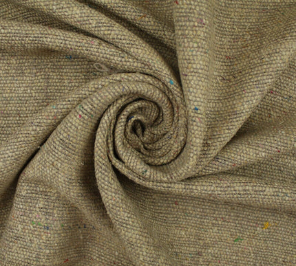 BEIGE Coloured Fleck Corded 100% Silk Linen Look Material Upholstery Craft 9821