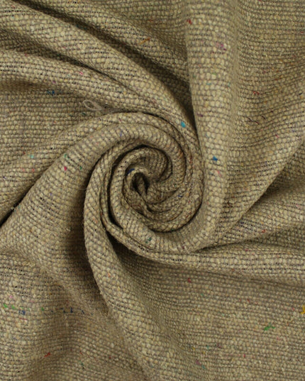BEIGE Coloured Fleck Corded 100% Silk Linen Look Material Upholstery Craft 9821