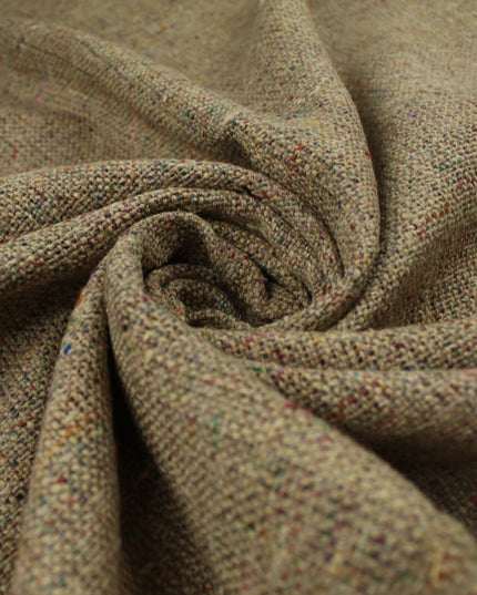 BEIGE Heavyweight Coloured Fleck 100% Silk Linen Look Material Upholstery 9823