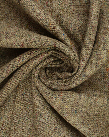 BEIGE Heavyweight Coloured Fleck 100% Silk Linen Look Material Upholstery 9823