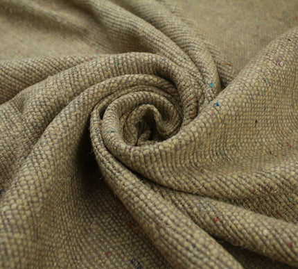 BEIGE Coloured Fleck Corded 100% Silk Linen Look Material Upholstery Craft 9821