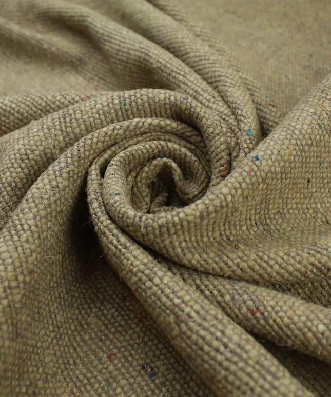 BEIGE Coloured Fleck Corded 100% Silk Linen Look Material Upholstery Craft 9821