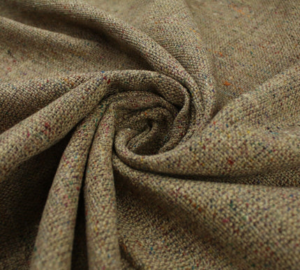 BEIGE Heavyweight Coloured Fleck 100% Silk Linen Look Material Upholstery 9823