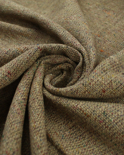 BEIGE Heavyweight Coloured Fleck 100% Silk Linen Look Material Upholstery 9823