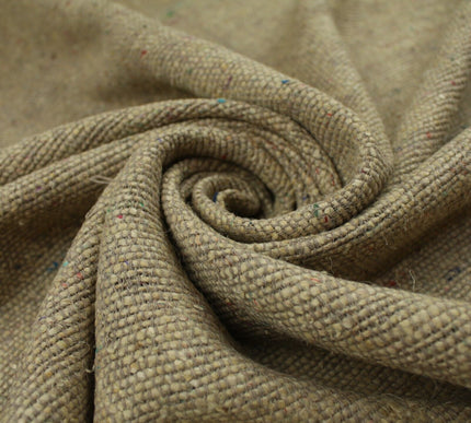 BEIGE Coloured Fleck Corded 100% Silk Linen Look Material Upholstery Craft 9821
