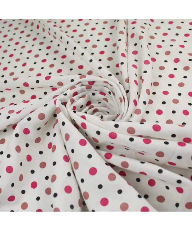 White Pink Black Multi Size Dot Spot Soft Viscose Dress Fabric Material 58" 959