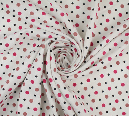 White Pink Black Multi Size Dot Spot Soft Viscose Dress Fabric Material 58" 959