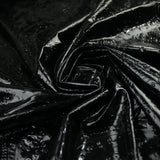 Black Embossed Ornate Paisley Wet Look Shiny 4 Way Stretch Jersey Fabric 10009