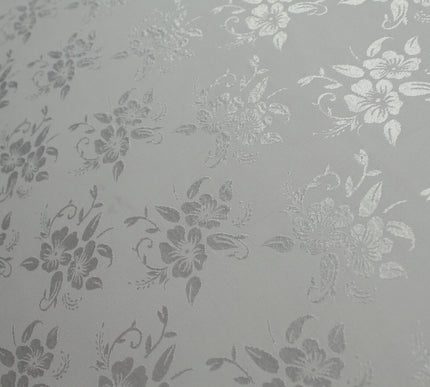 Italian Off White Floral Cluster Silky Woven Self Jacquard Dress Fabric 57" 9819