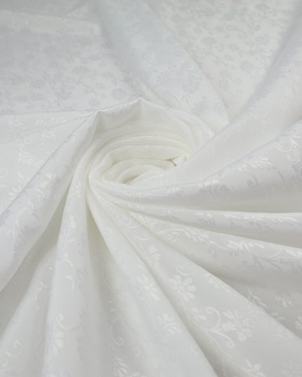 Off White Floral Gardenia Woven Self Jacquard Dress Fabric Material 42" 9815