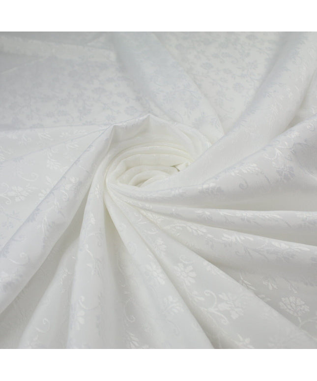 Off White Floral Gardenia Woven Self Jacquard Dress Fabric Material 42" 9815